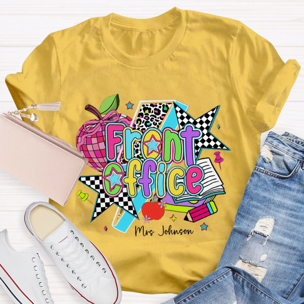 Personalized Name Front Office Colorful Apples And Stars T-shirt