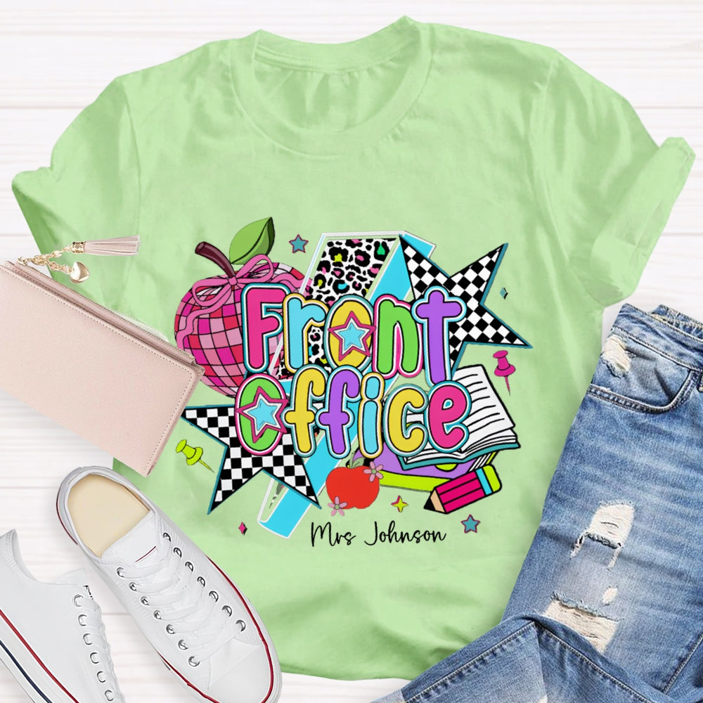 Personalized Name Front Office Colorful Apples And Stars T-shirt