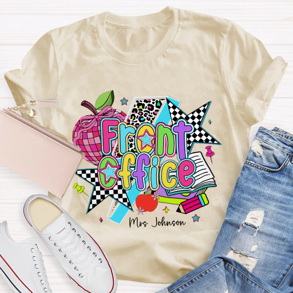 Personalized Name Front Office Colorful Apples And Stars T-shirt