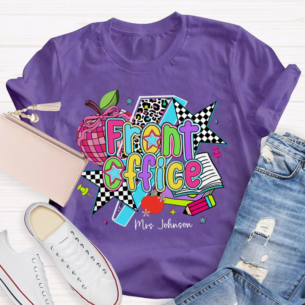 Personalized Name Front Office Colorful Apples And Stars T-shirt