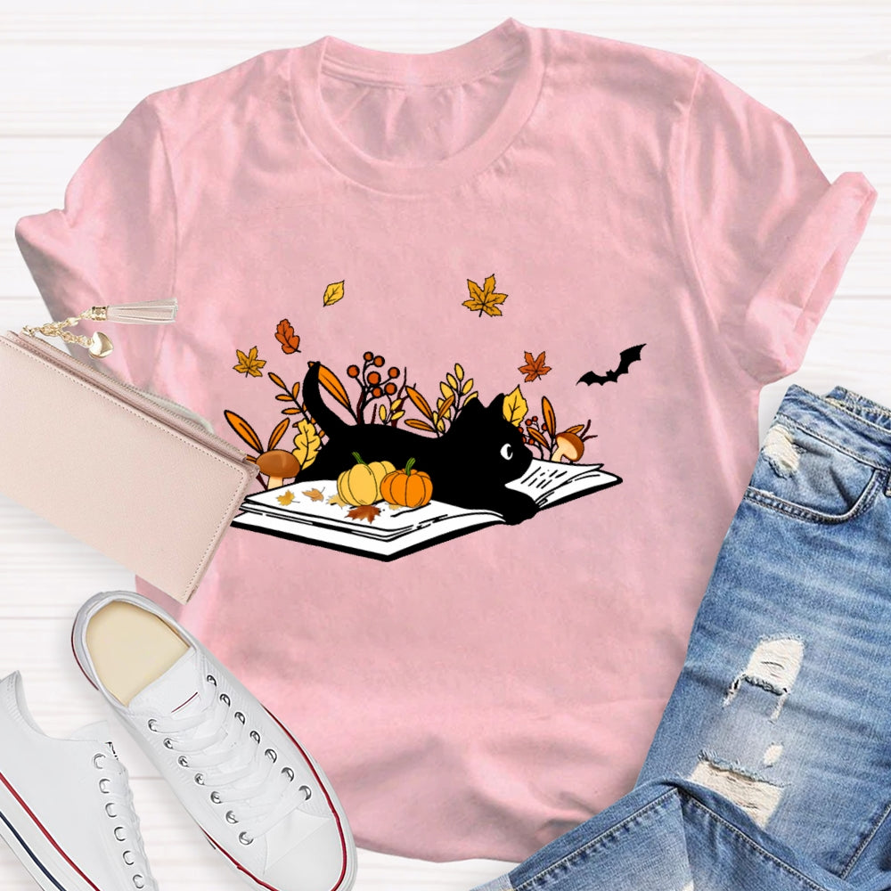 Cat Books Fall T-shirt