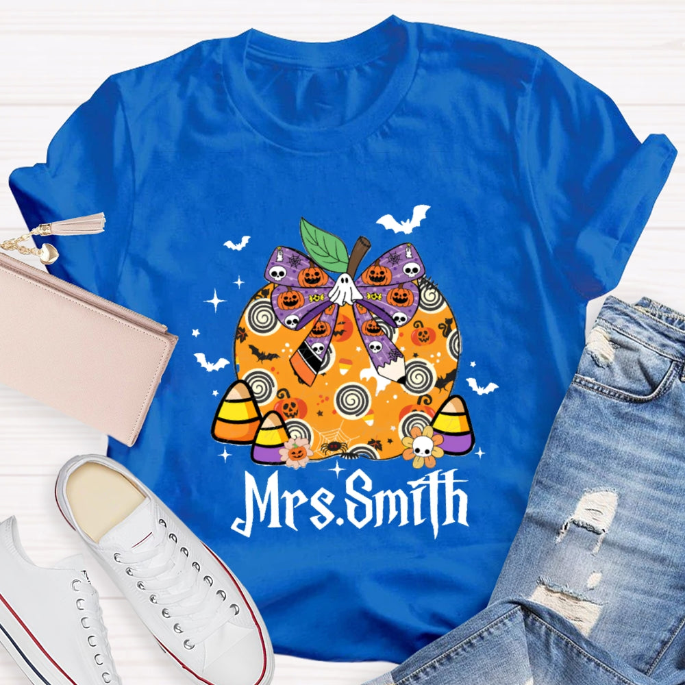 Personalized name Halloween Apple Pumpkin Skull T-shirt