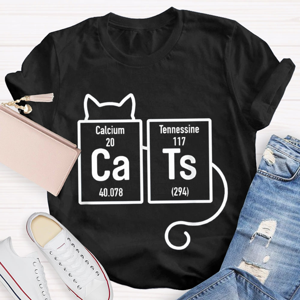 Calcium Tennessine Cats Funny Science Teacher T-shirt