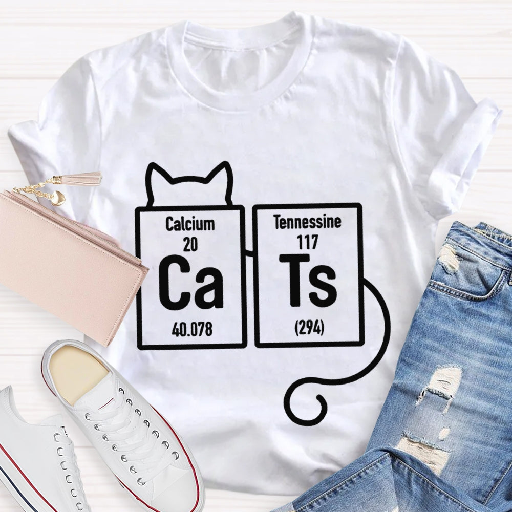 Calcium Tennessine Cats Funny Science Teacher T-shirt