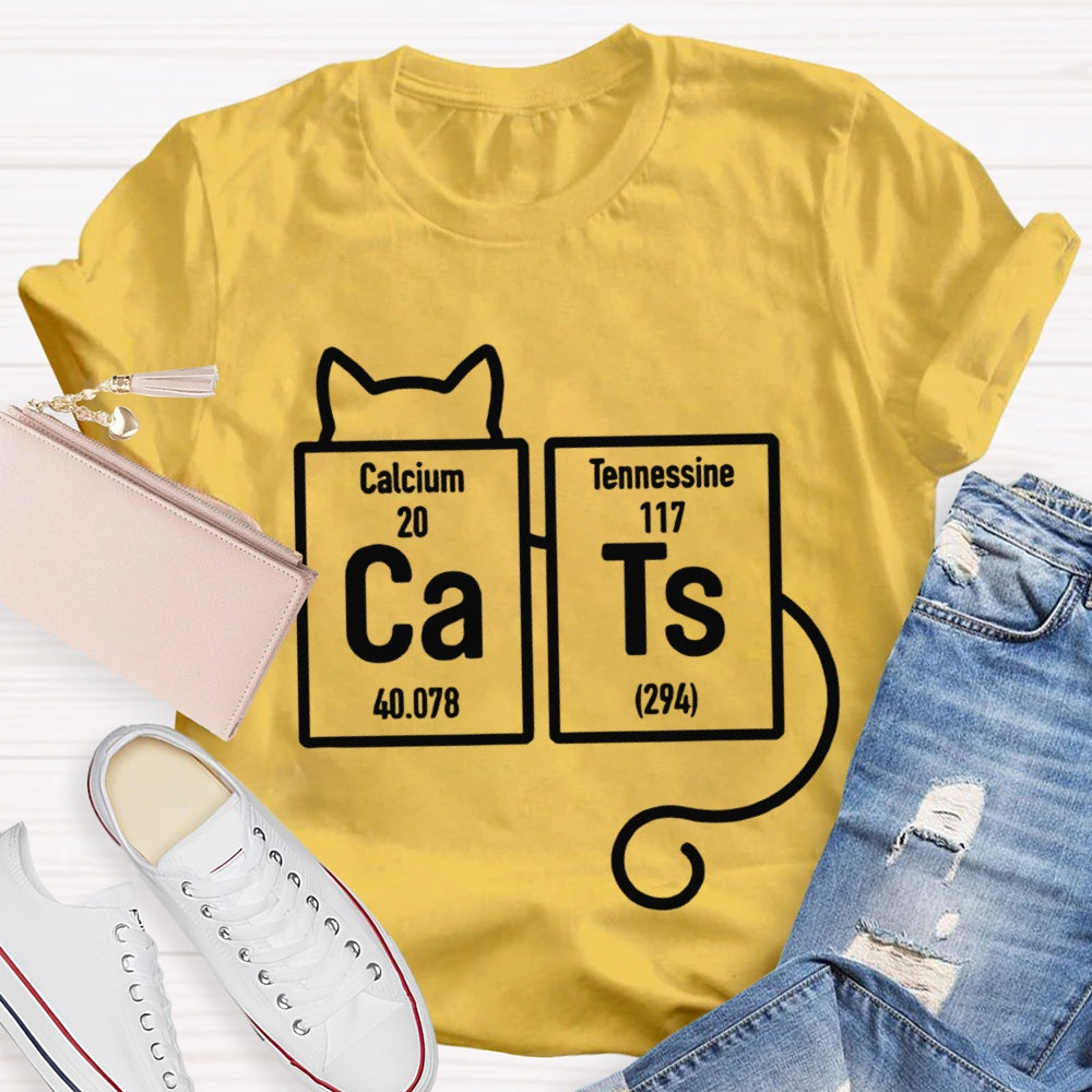 Calcium Tennessine Cats Funny Science Teacher T-shirt
