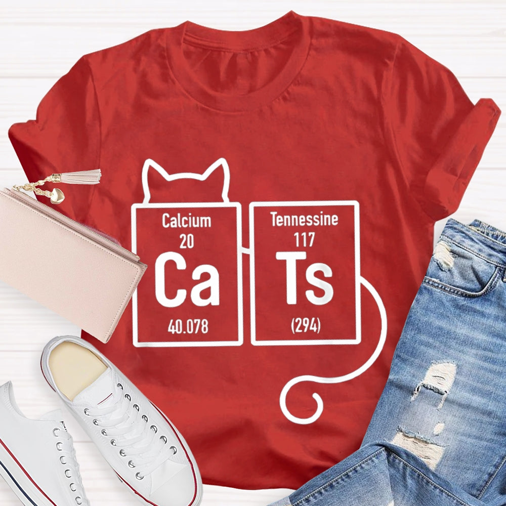 Calcium Tennessine Cats Funny Science Teacher T-shirt