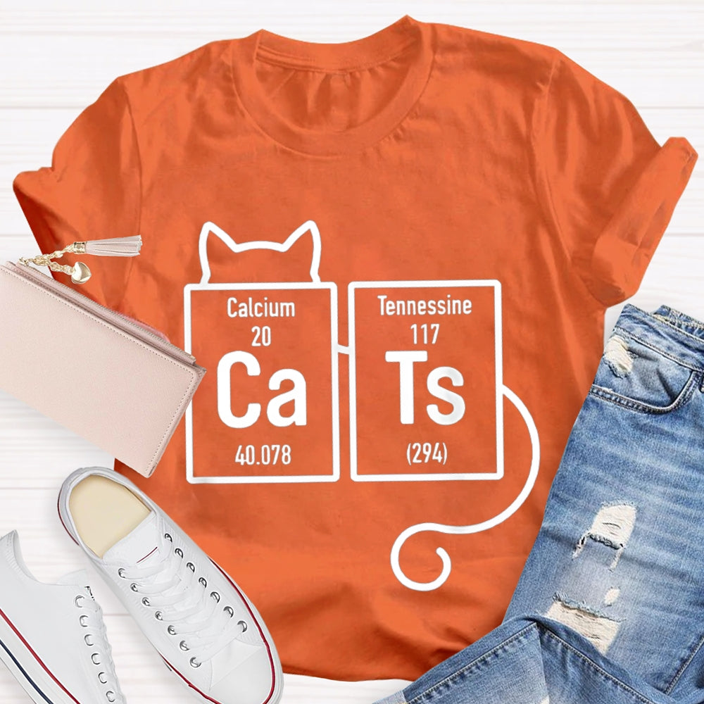 Calcium Tennessine Cats Funny Science Teacher T-shirt
