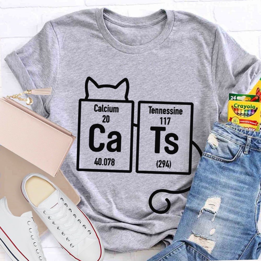 Calcium Tennessine Cats Funny Science Teacher T-shirt