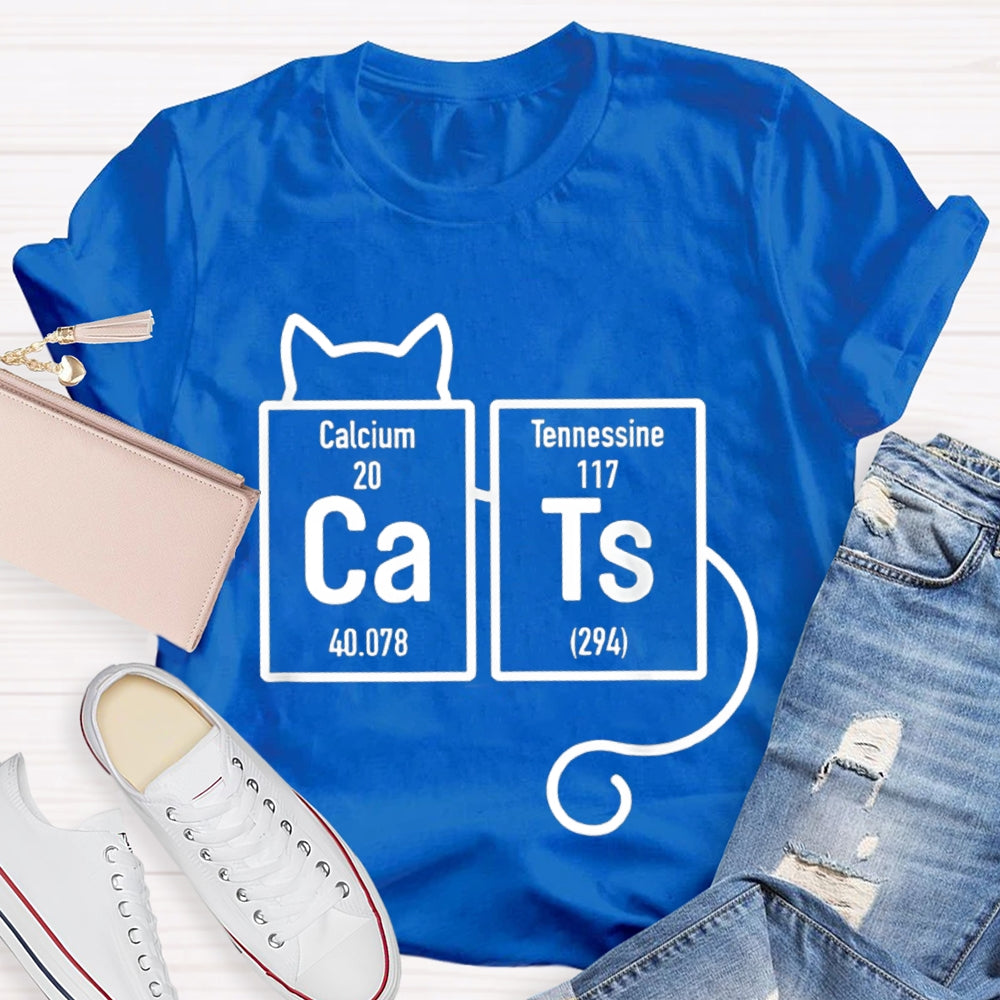 Calcium Tennessine Cats Funny Science Teacher T-shirt
