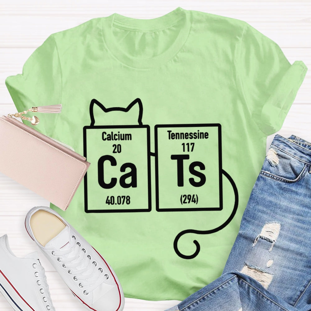 Calcium Tennessine Cats Funny Science Teacher T-shirt