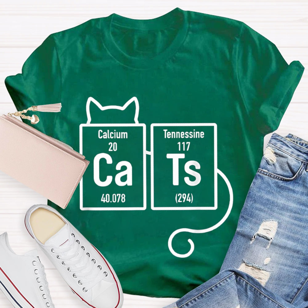 Calcium Tennessine Cats Funny Science Teacher T-shirt