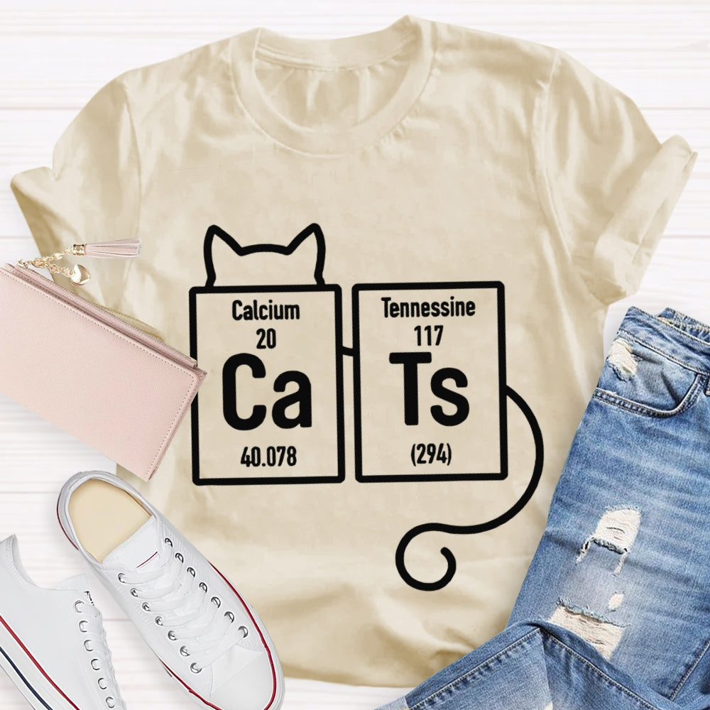 Calcium Tennessine Cats Funny Science Teacher T-shirt