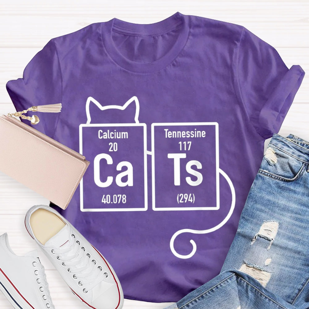 Calcium Tennessine Cats Funny Science Teacher T-shirt