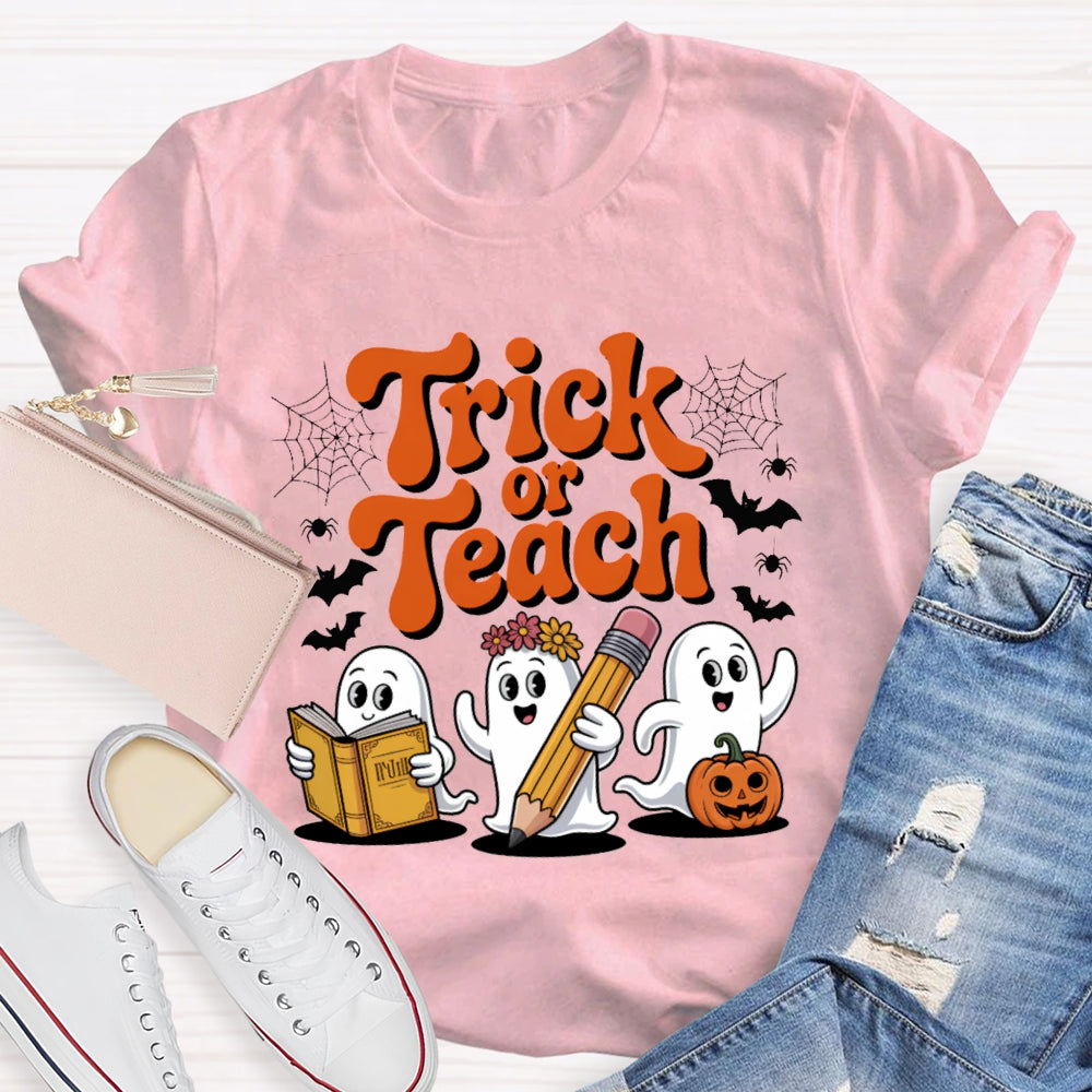 Trick Or Teach Three Cute Ghosts Funny Halloween T-shirt