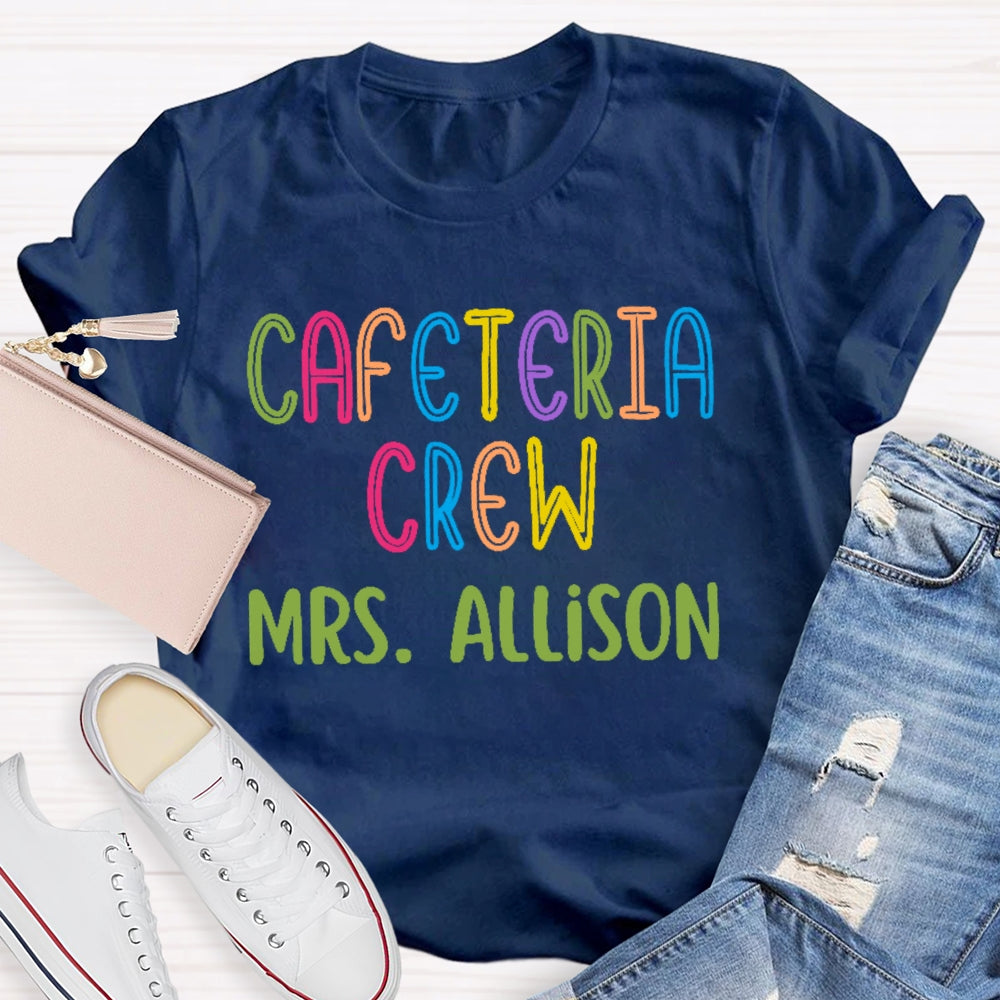 Personalized Name Cafeteria Crew Colorful Letter Print T-shirt