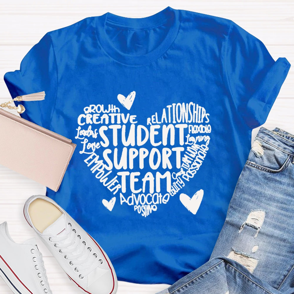 Student Support Team Font Heart T-shirt