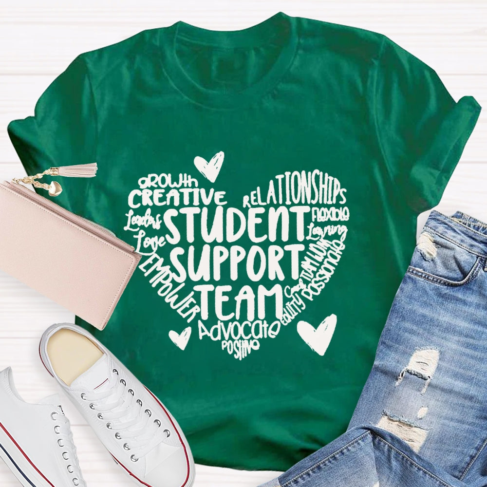 Student Support Team Font Heart T-shirt