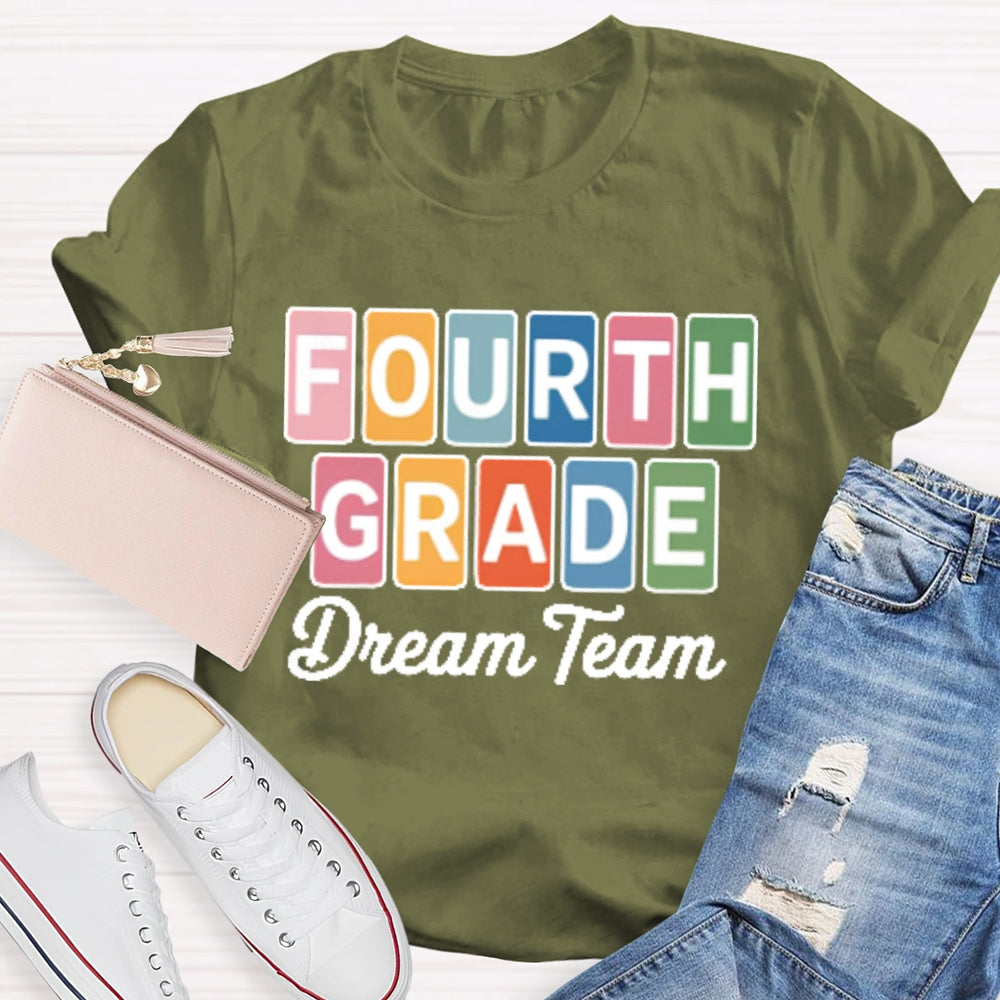 Personalized Grade Fourth Grade Dream Team Letters T-shirt