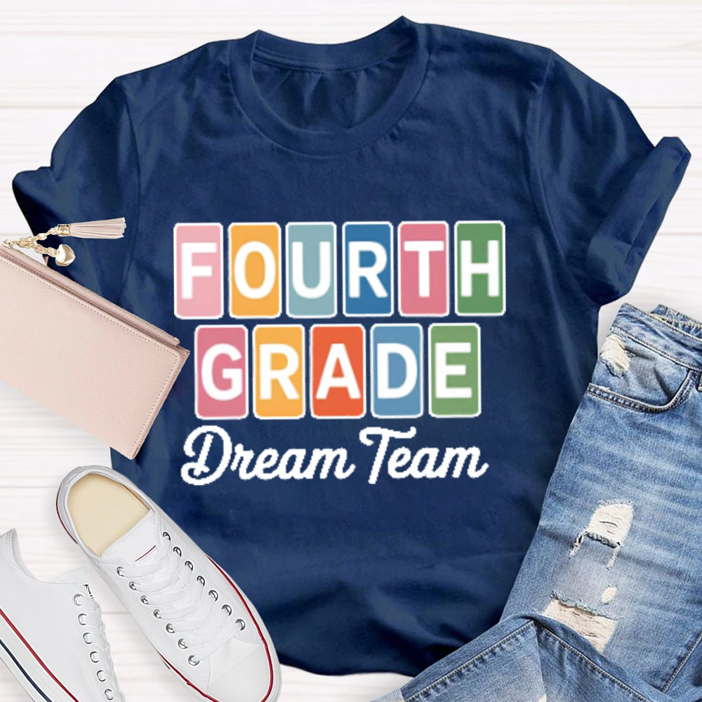 Personalized Grade Fourth Grade Dream Team Letters T-shirt