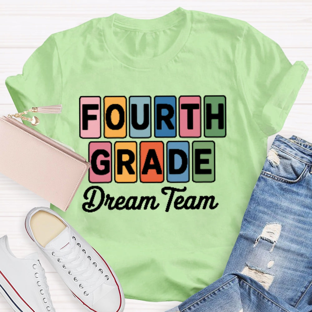 Personalized Grade Fourth Grade Dream Team Letters T-shirt