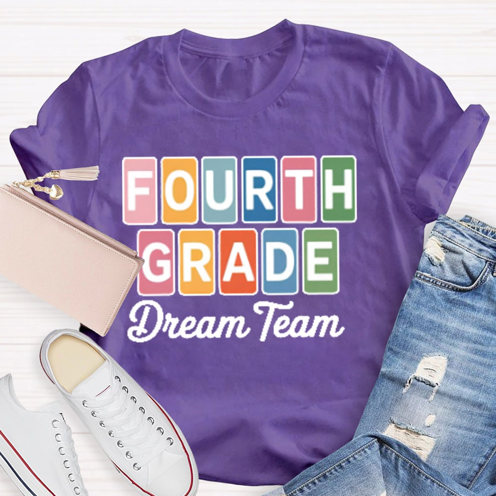 Personalized Grade Fourth Grade Dream Team Letters T-shirt