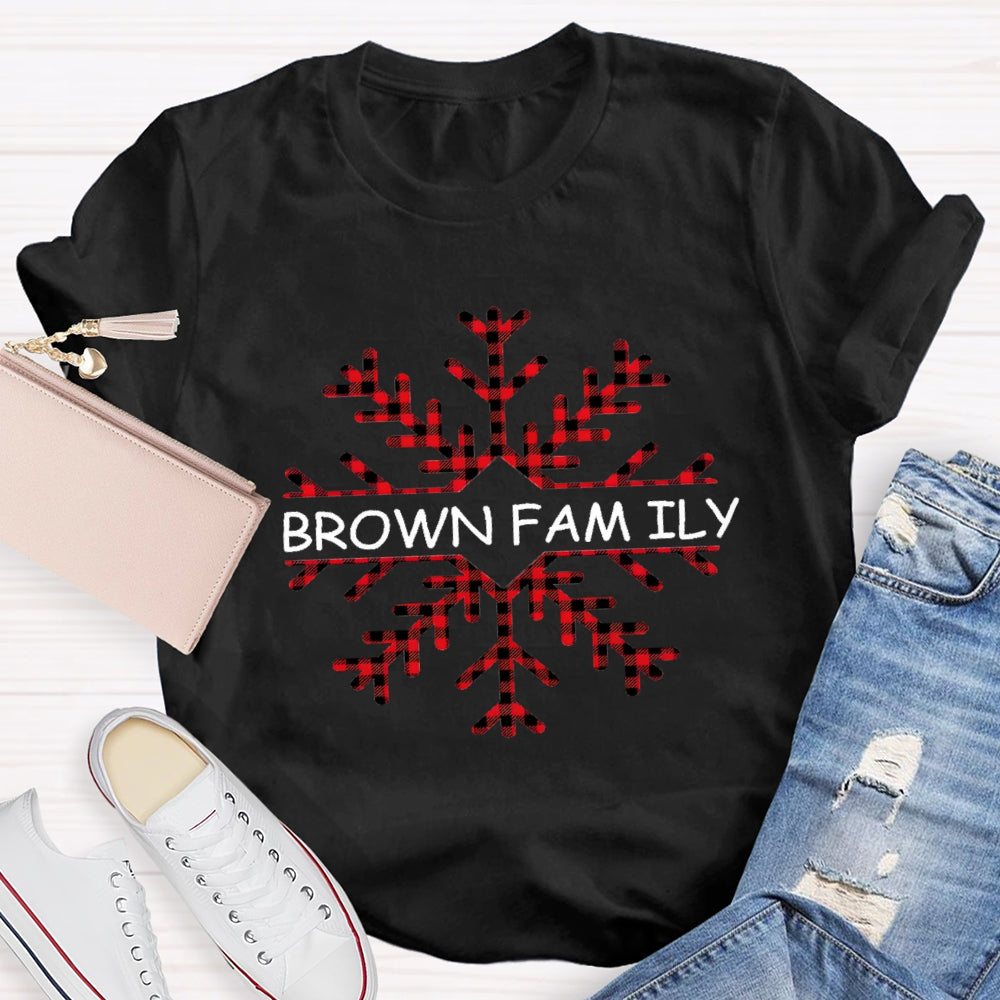 Personalized Name Christmas Snowflakes Name Instead Of Brown Family T-Shirt
