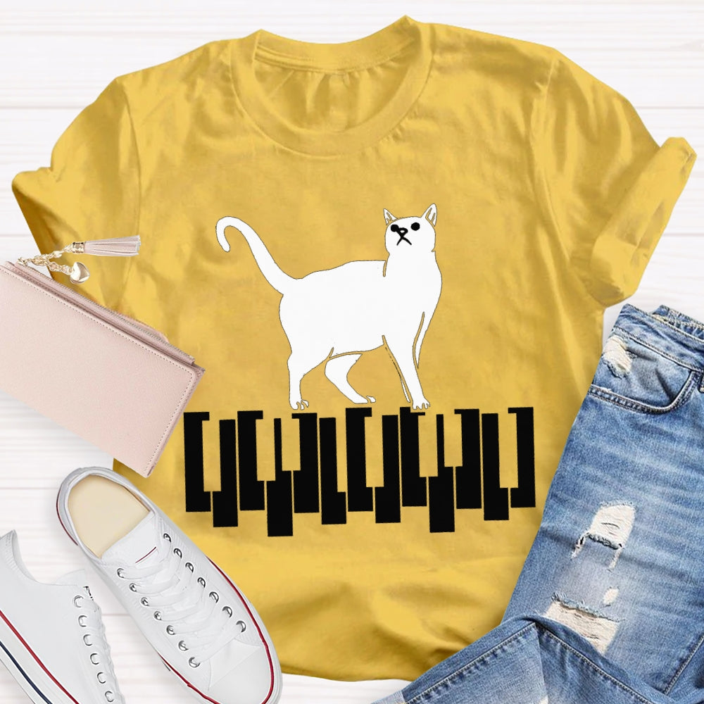 Kitten Stepping On The Piano Music Teacher T-shirt