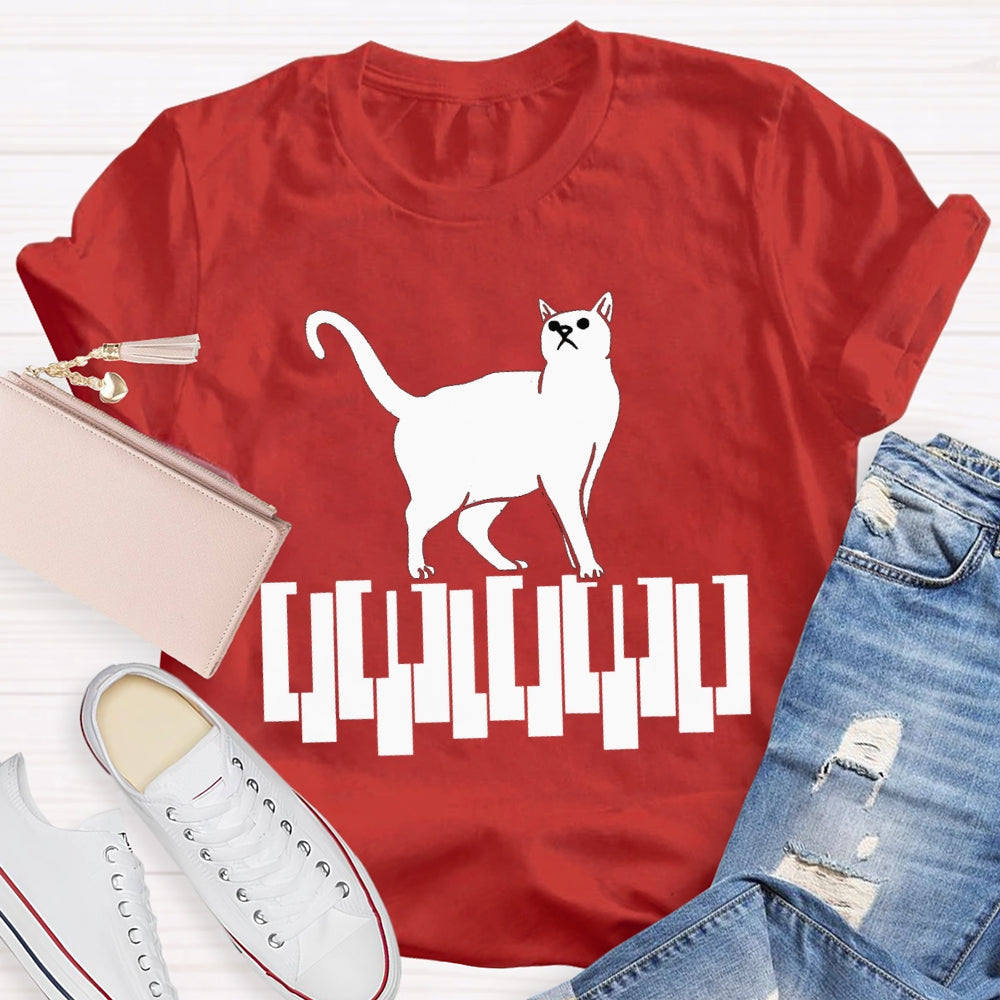 Kitten Stepping On The Piano Music Teacher T-shirt