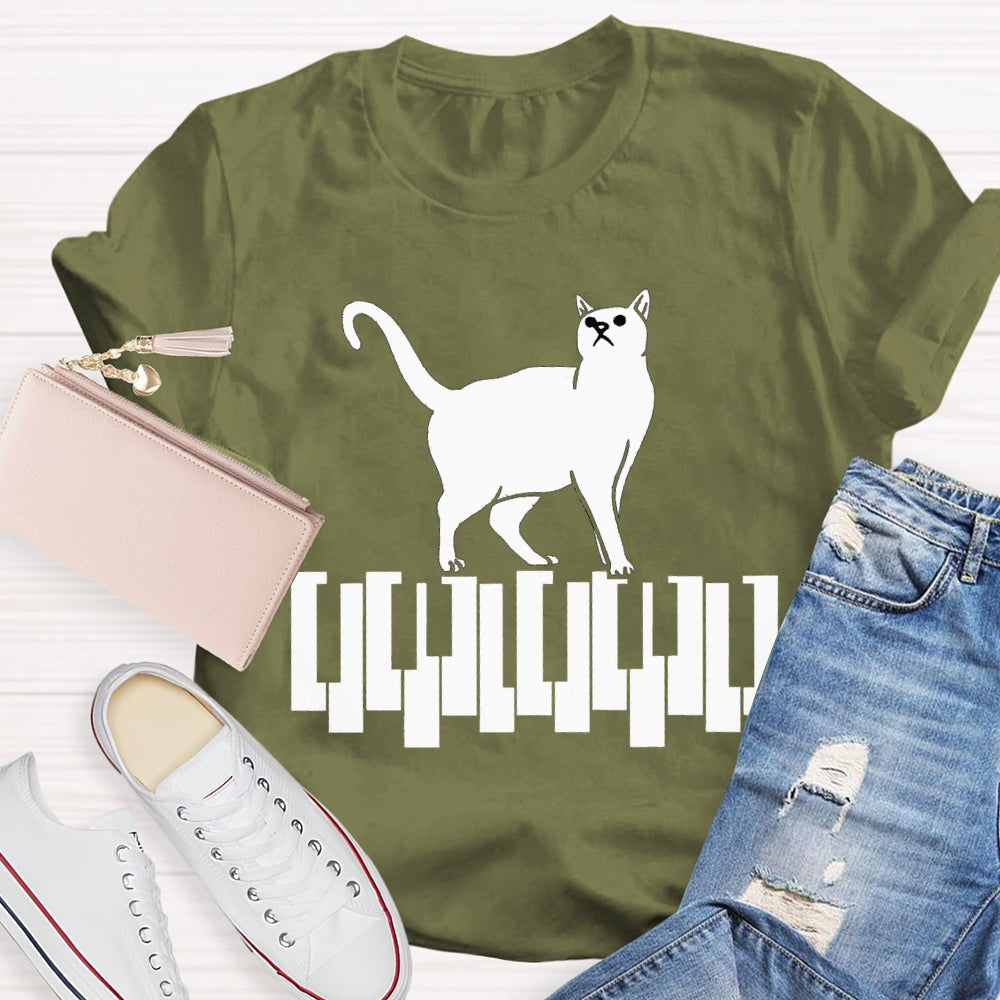 Kitten Stepping On The Piano Music Teacher T-shirt