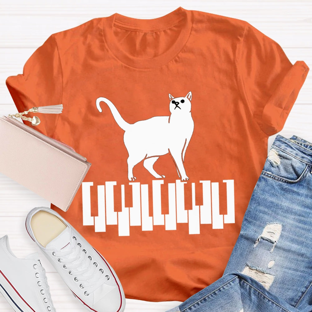 Kitten Stepping On The Piano Music Teacher T-shirt