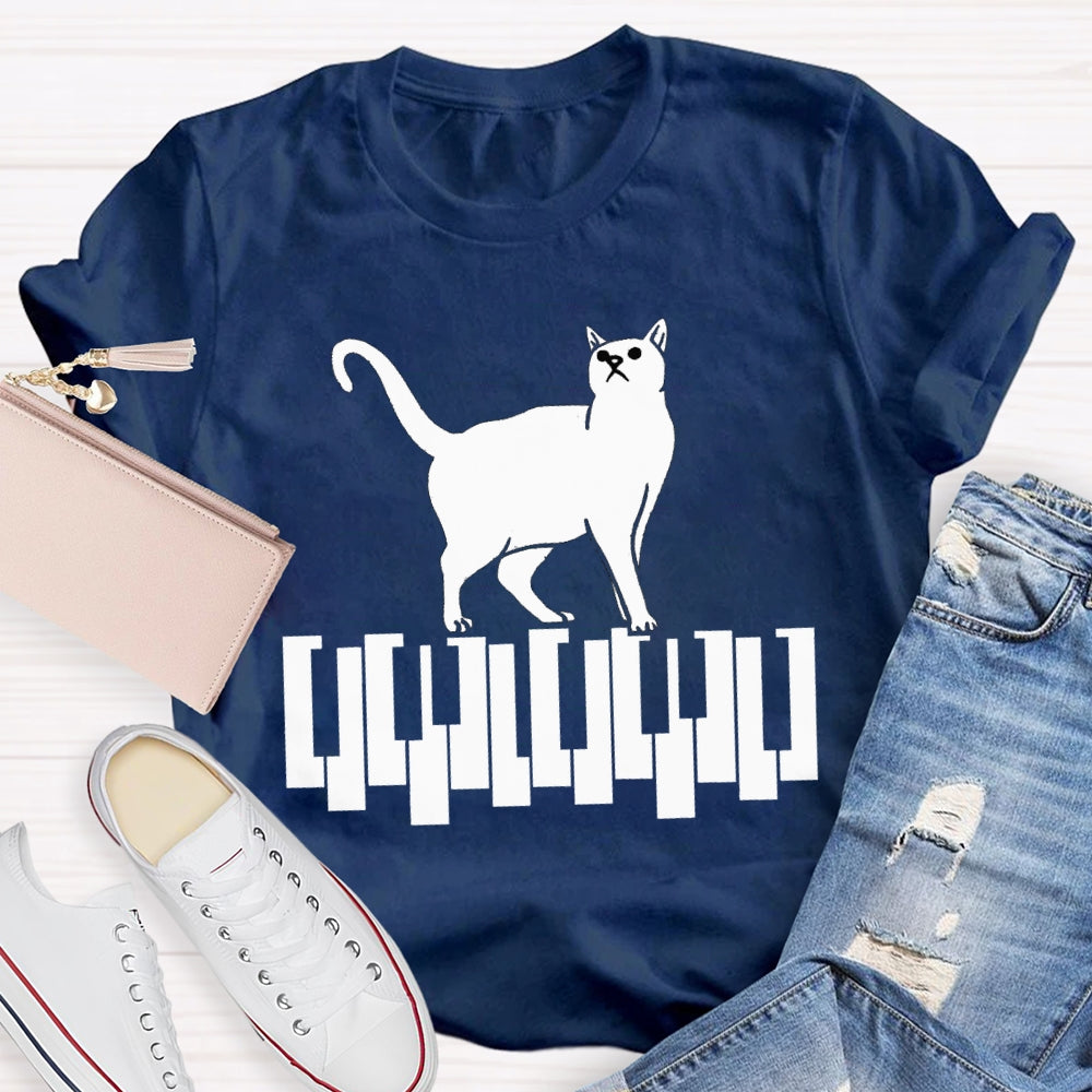 Kitten Stepping On The Piano Music Teacher T-shirt