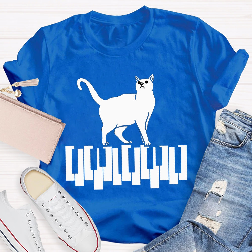 Kitten Stepping On The Piano Music Teacher T-shirt