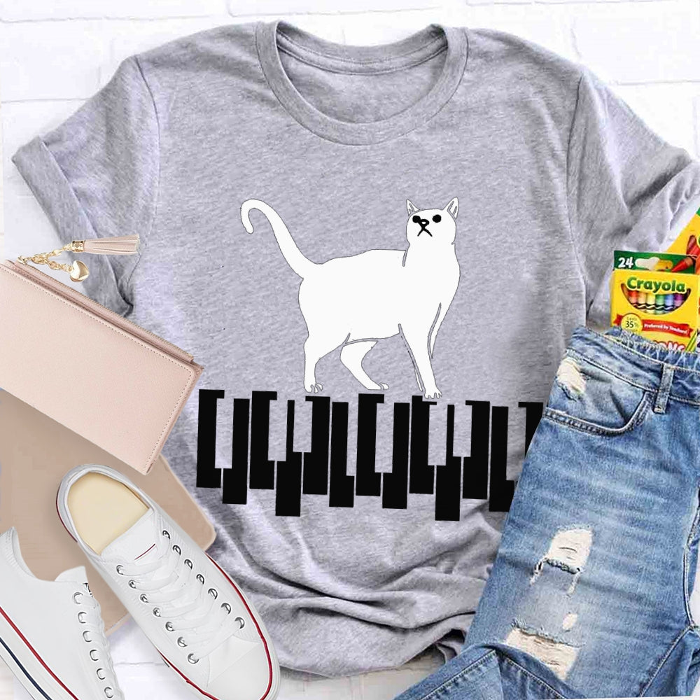 Kitten Stepping On The Piano Music Teacher T-shirt