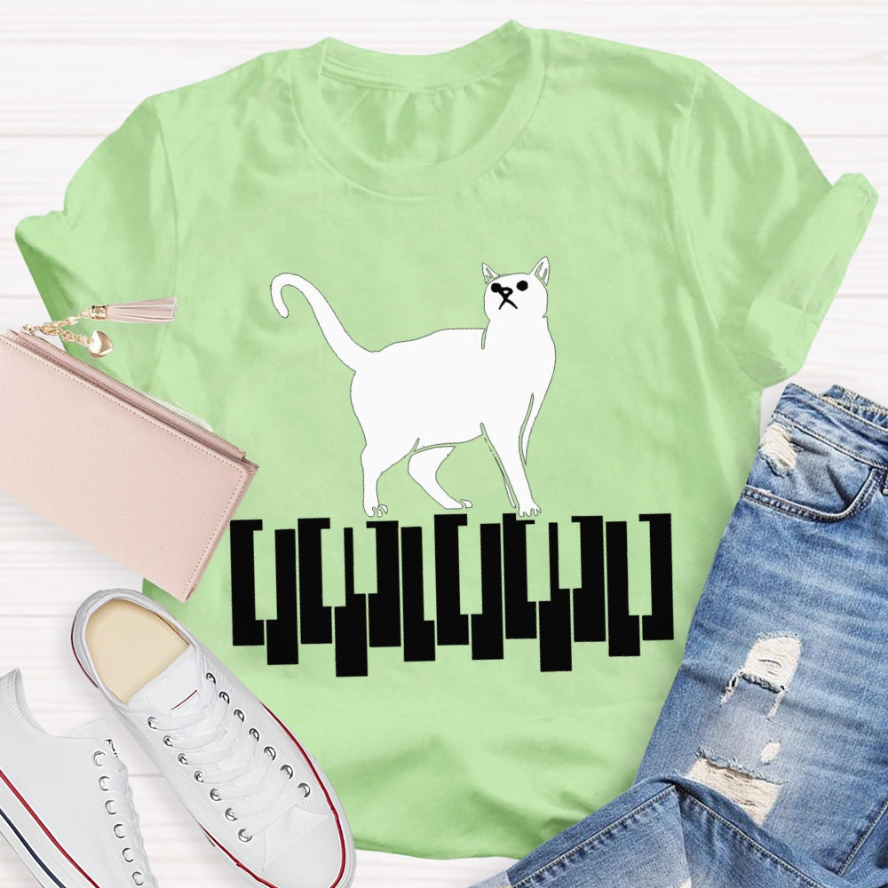 Kitten Stepping On The Piano Music Teacher T-shirt