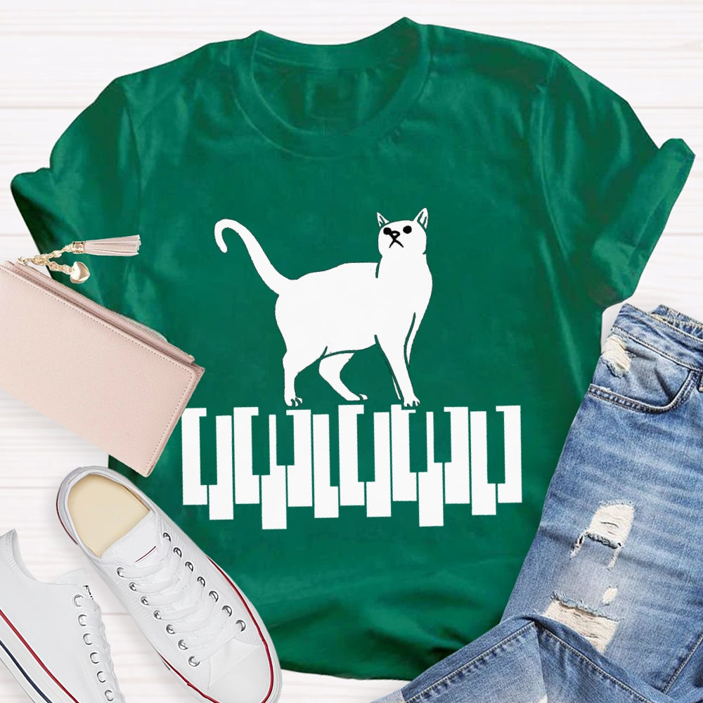 Kitten Stepping On The Piano Music Teacher T-shirt