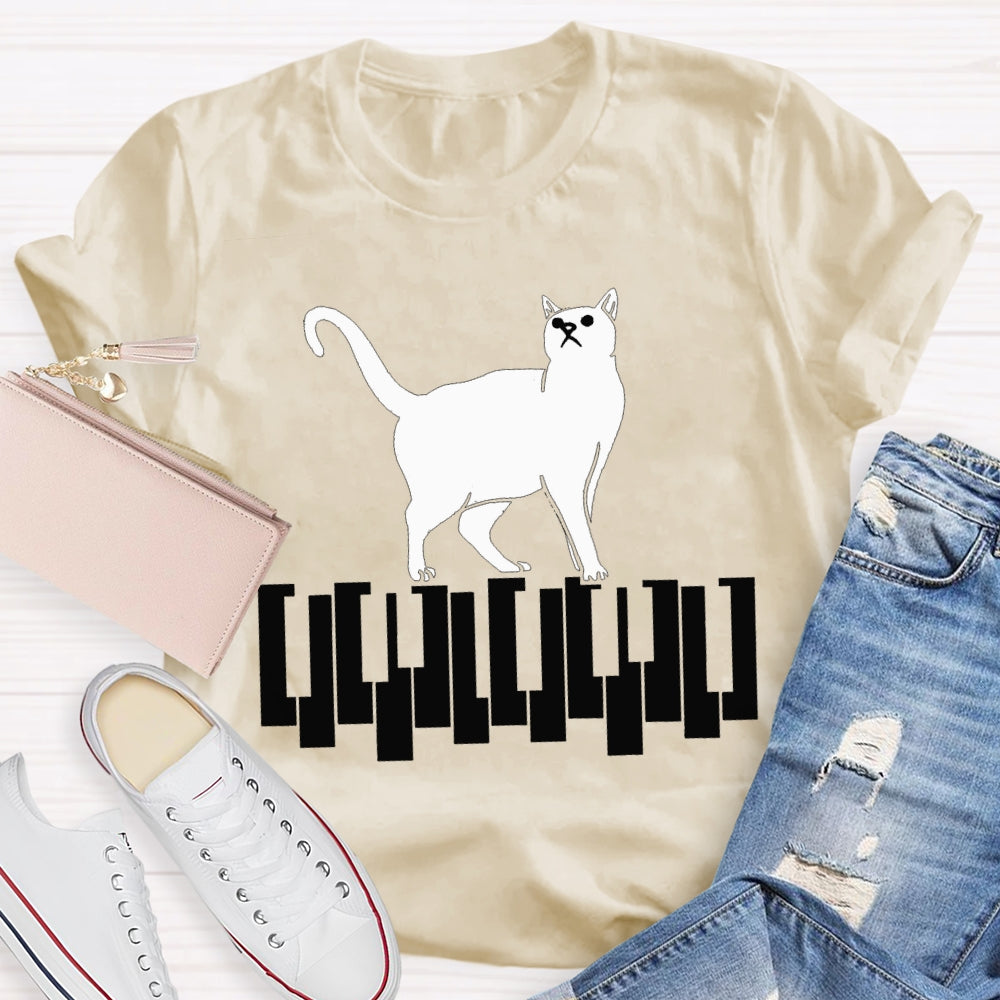 Kitten Stepping On The Piano Music Teacher T-shirt
