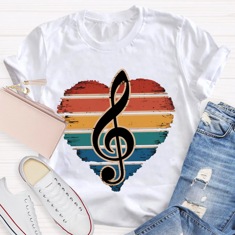 Colorful Puzzle Hearts And Music Symbols Music Teacher T-shirt