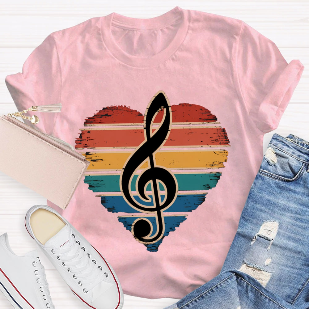 Colorful Puzzle Hearts And Music Symbols Music Teacher T-shirt