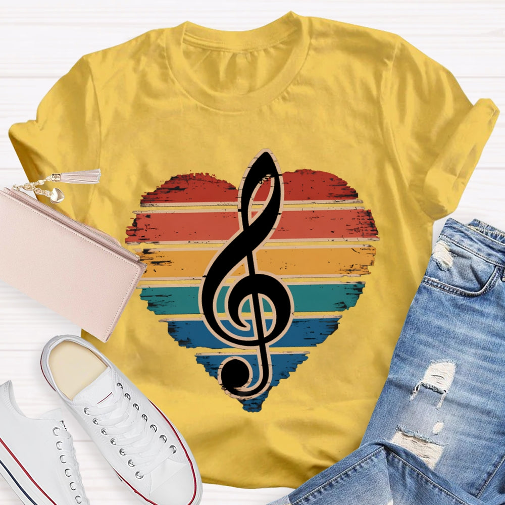 Colorful Puzzle Hearts And Music Symbols Music Teacher T-shirt