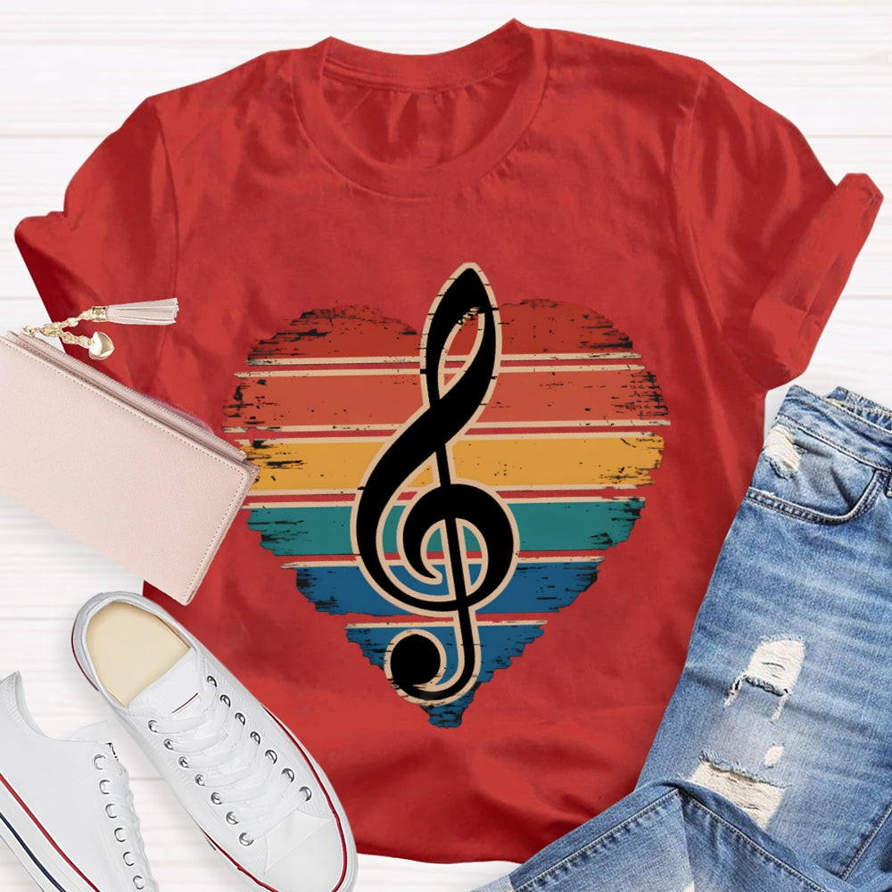 Colorful Puzzle Hearts And Music Symbols Music Teacher T-shirt