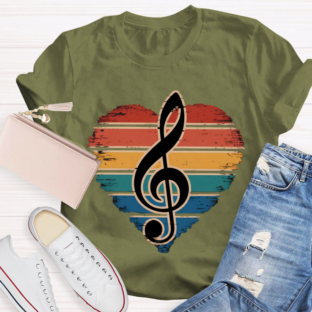 Colorful Puzzle Hearts And Music Symbols Music Teacher T-shirt