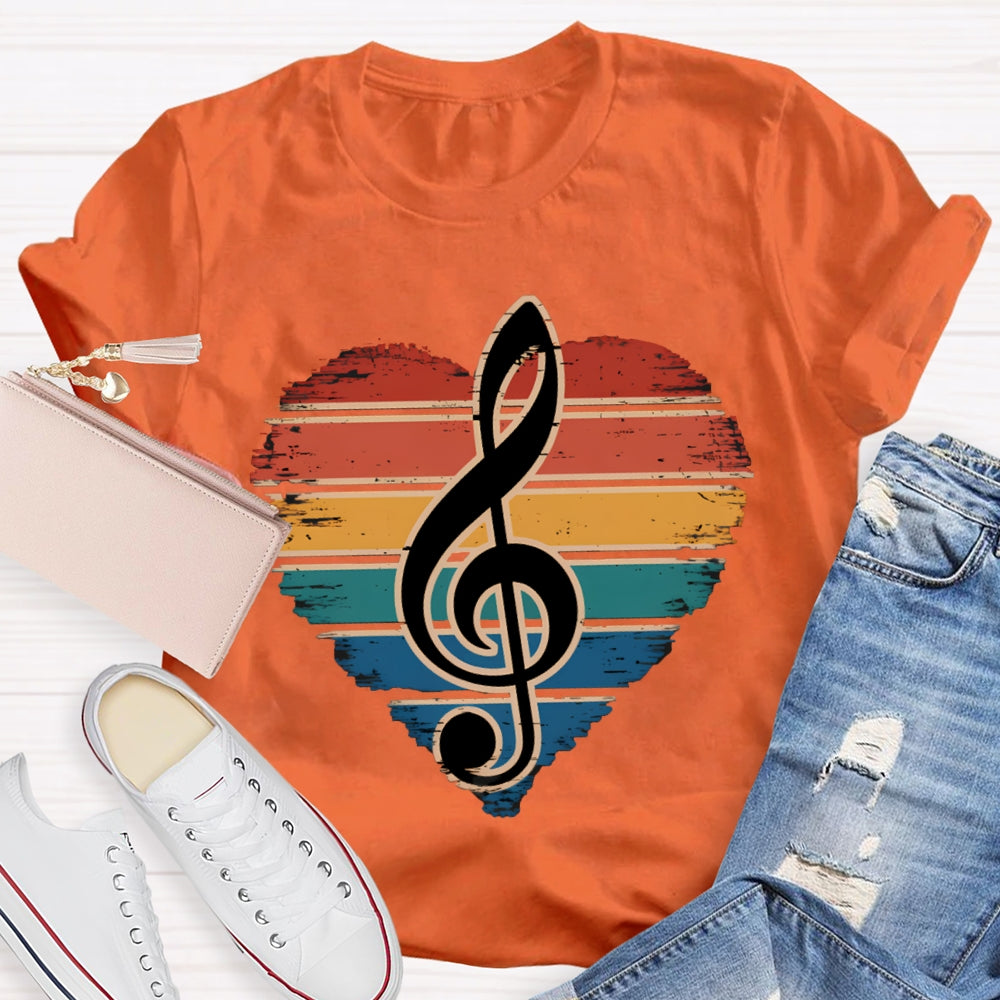Colorful Puzzle Hearts And Music Symbols Music Teacher T-shirt