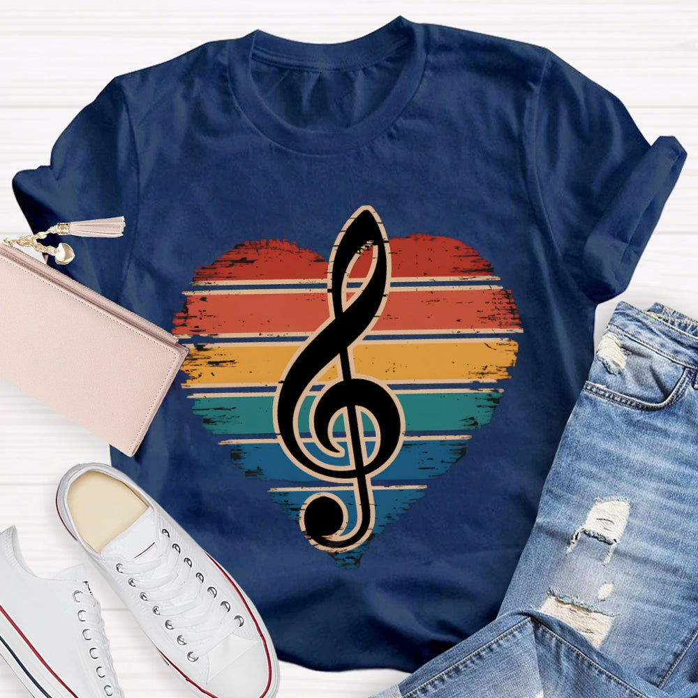 Colorful Puzzle Hearts And Music Symbols Music Teacher T-shirt