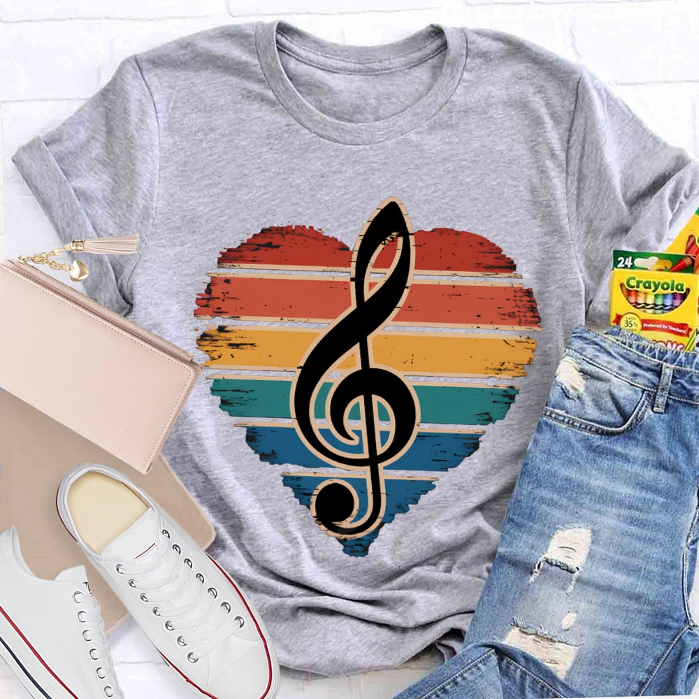 Colorful Puzzle Hearts And Music Symbols Music Teacher T-shirt
