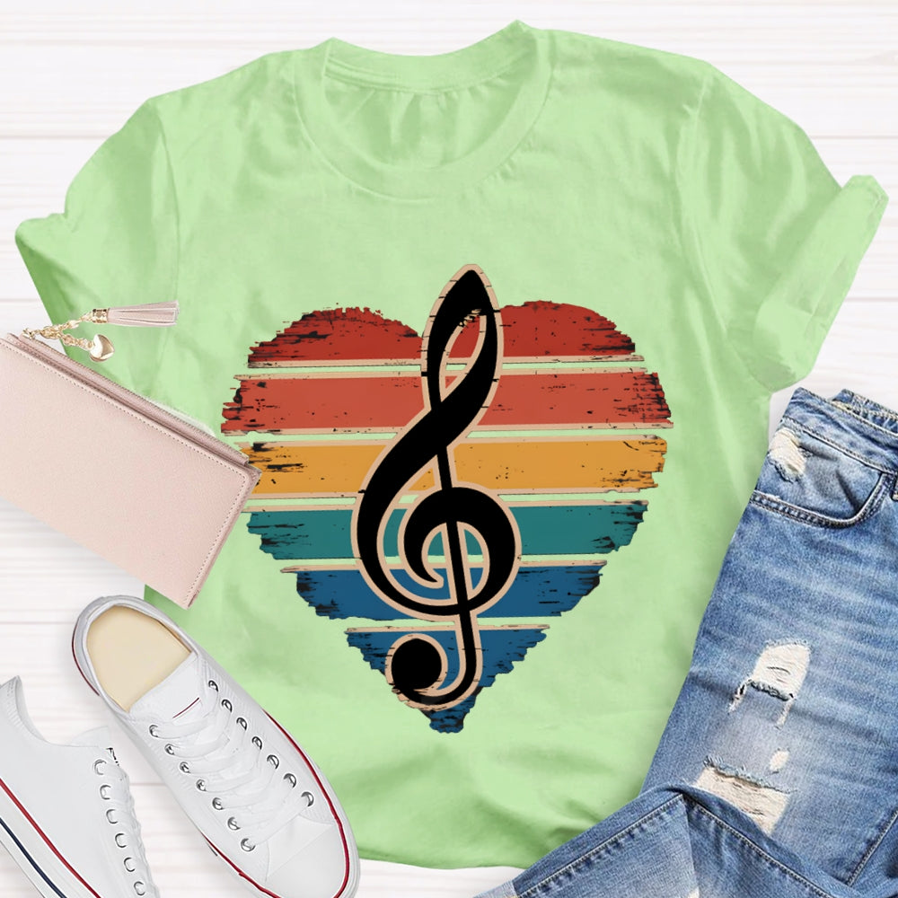 Colorful Puzzle Hearts And Music Symbols Music Teacher T-shirt
