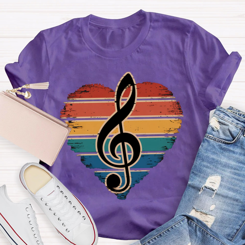 Colorful Puzzle Hearts And Music Symbols Music Teacher T-shirt