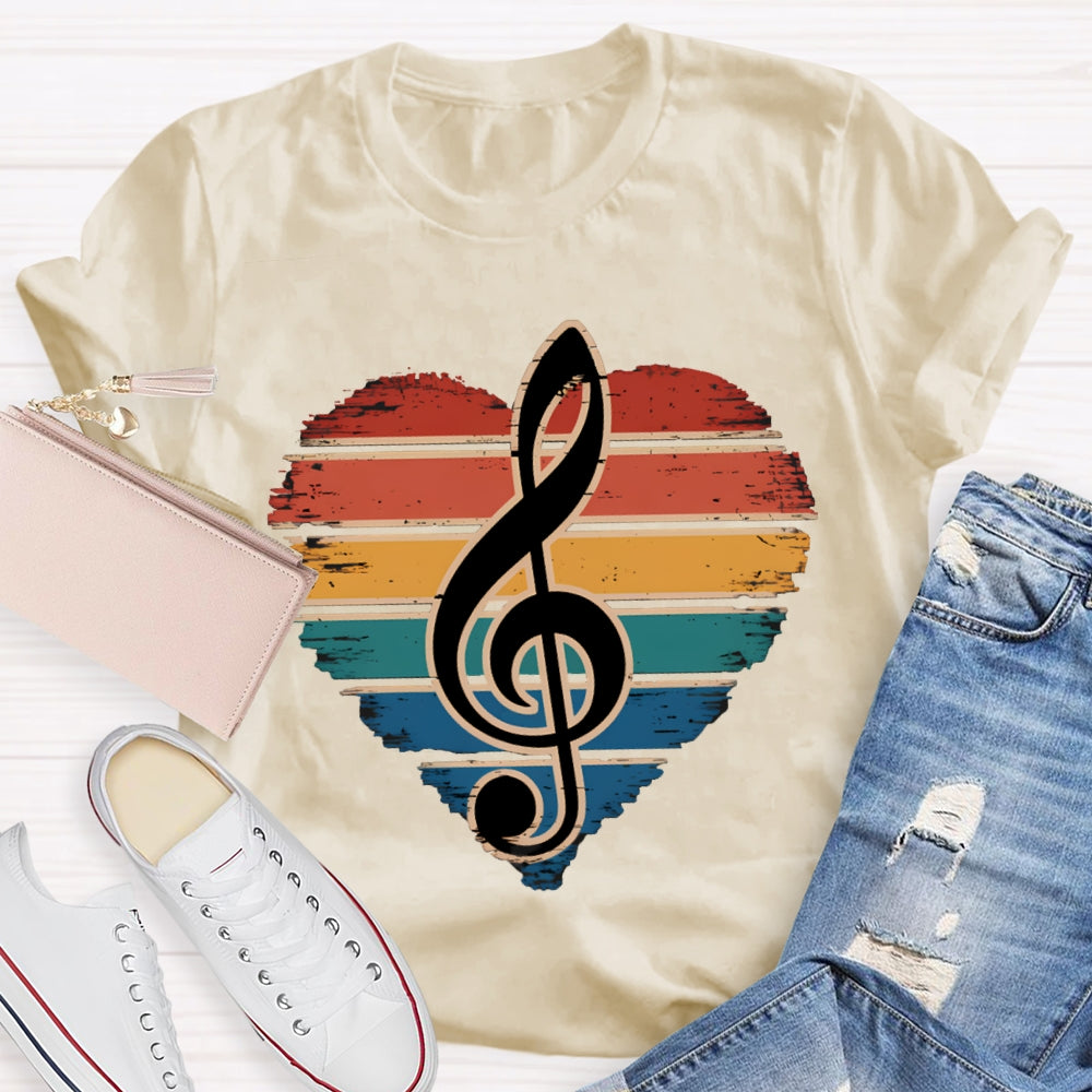 Colorful Puzzle Hearts And Music Symbols Music Teacher T-shirt