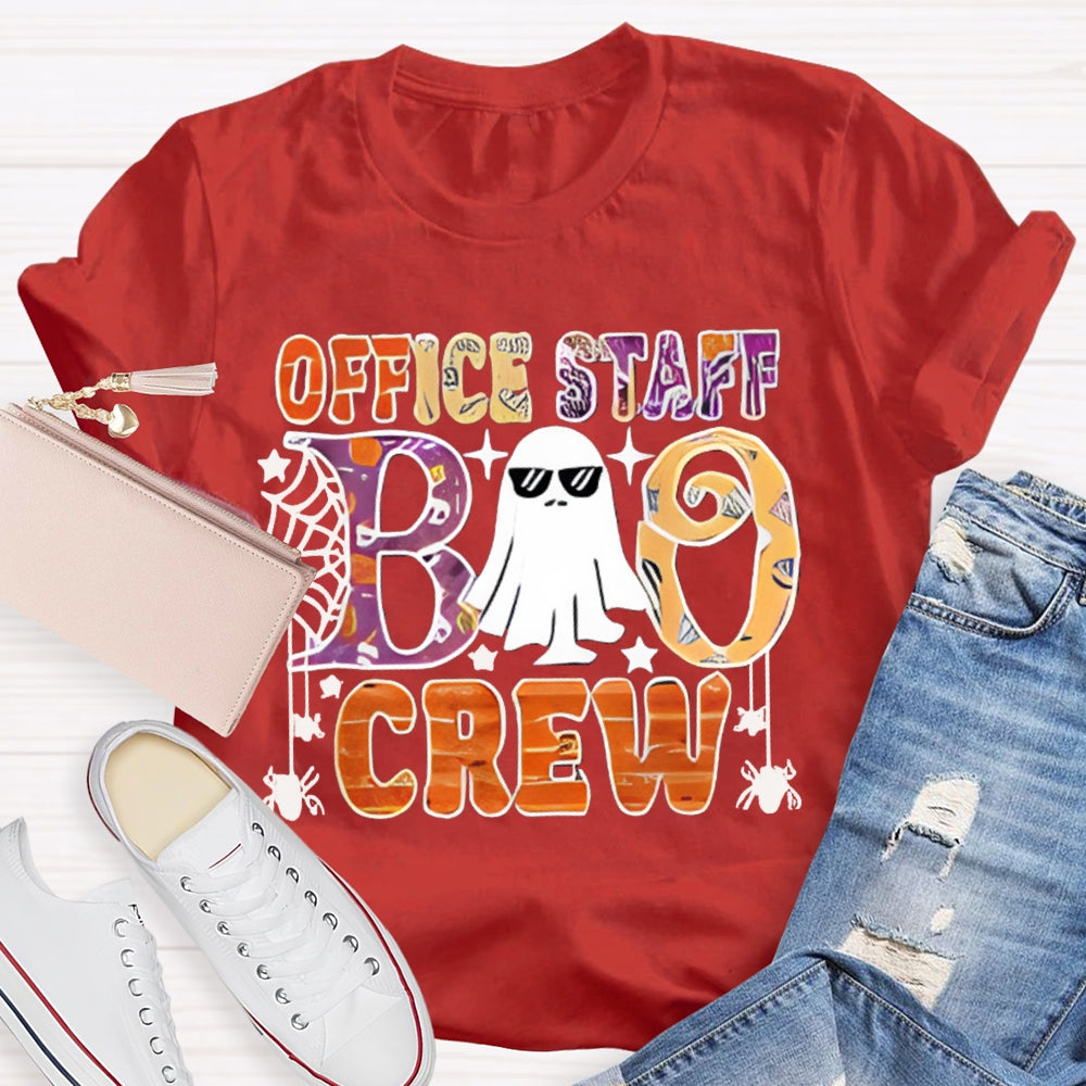Office Staff Boo Crew Colorful Font Halloween T-shirt