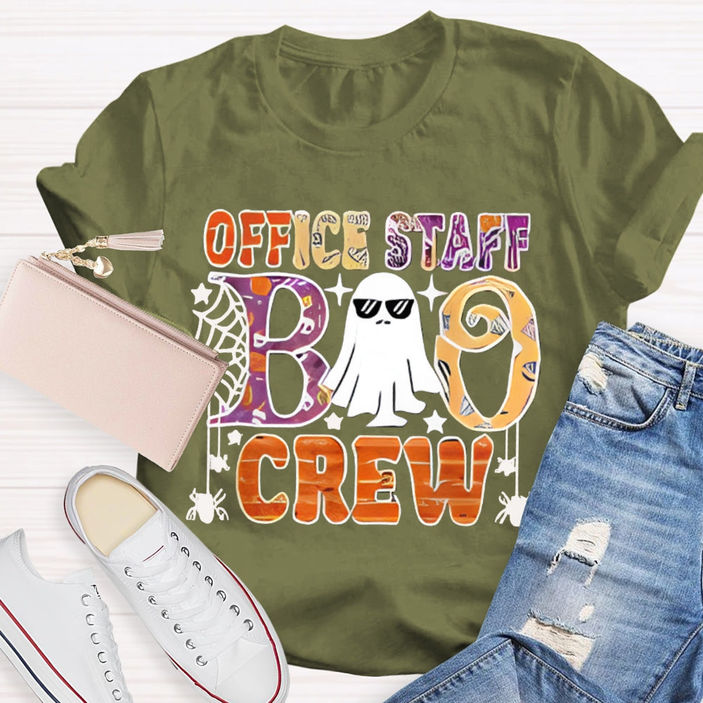 Office Staff Boo Crew Colorful Font Halloween T-shirt