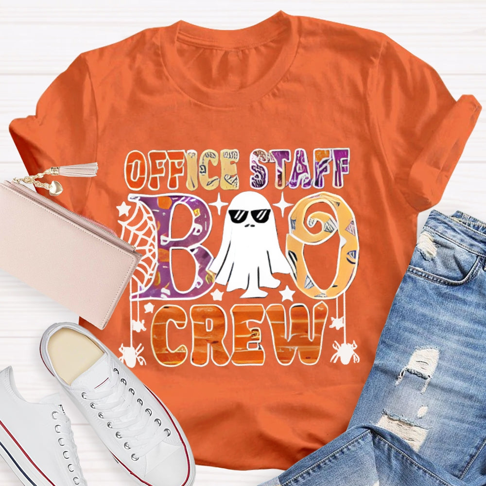 Office Staff Boo Crew Colorful Font Halloween T-shirt